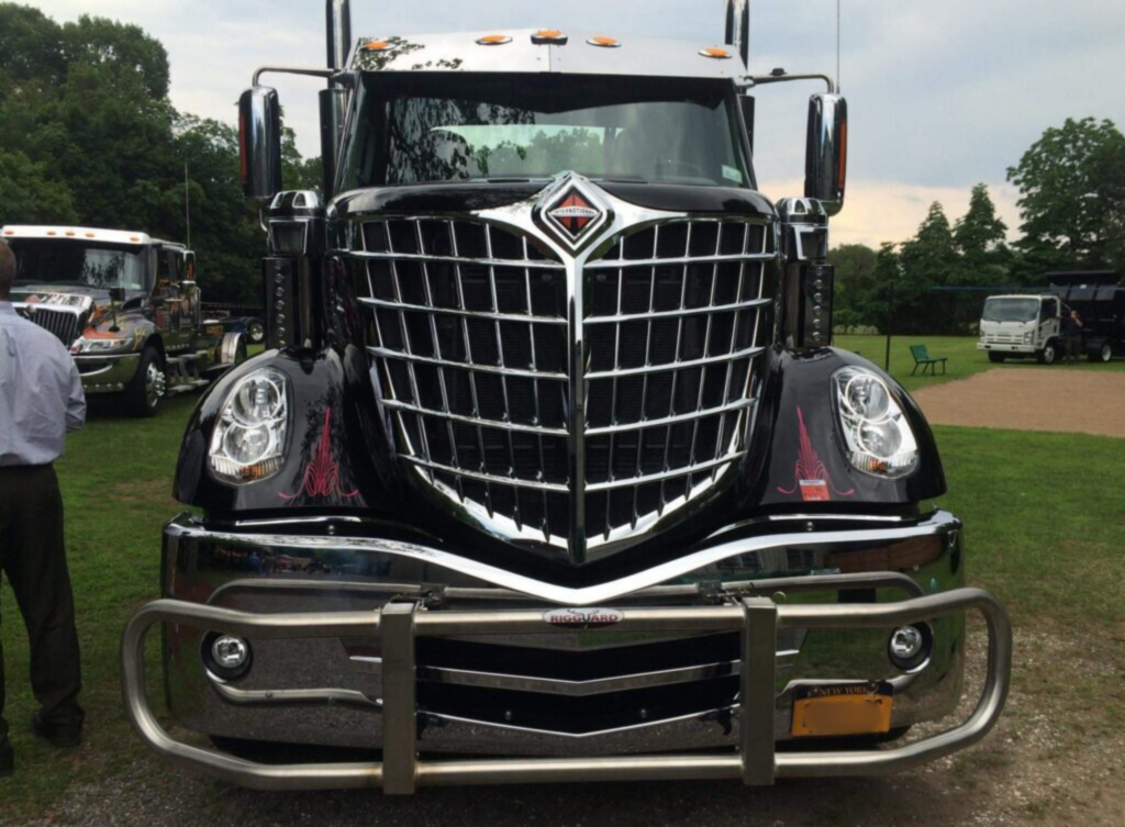 Black International Truck with Grille Guard